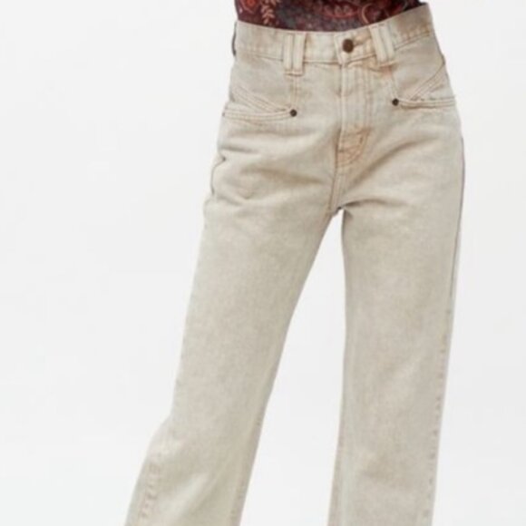 BDG Denim - Urban Outfitters BDG Distressed Cream Cowboy Jeans High Rise Relaxed Fit Size 30